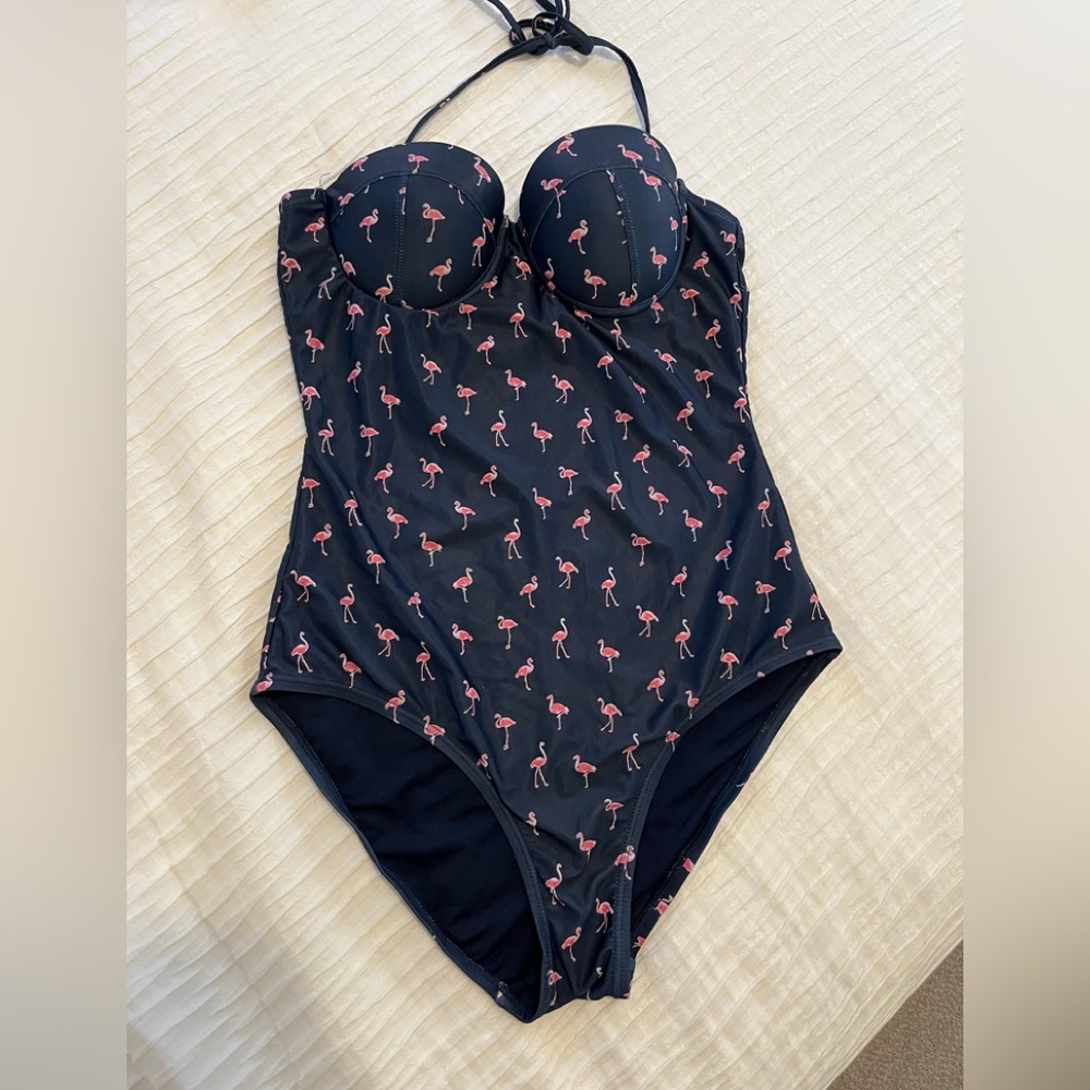 Gap Navy Flamingo Print Swimsuit One Piece- EUC